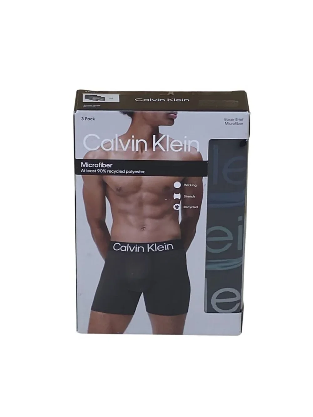 Calvin Klein Mens 3 Pack Boxer Briefs Microfiber Medium Wicking Stretch Recycled